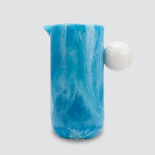Resinware Handcrafted High Polish Pitcher | 5x9in Marine + Snow