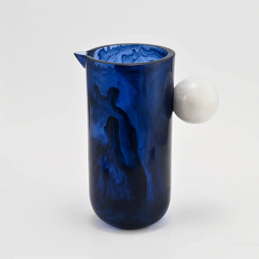 Resinware Handcrafted High Polish Pitcher | 5x9in Azure + Snow