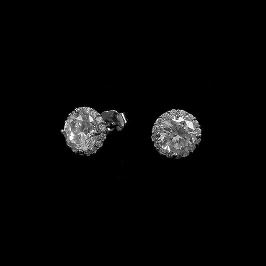 Pave + Centerstone Diamondique Travel Stud Earrings | Gold