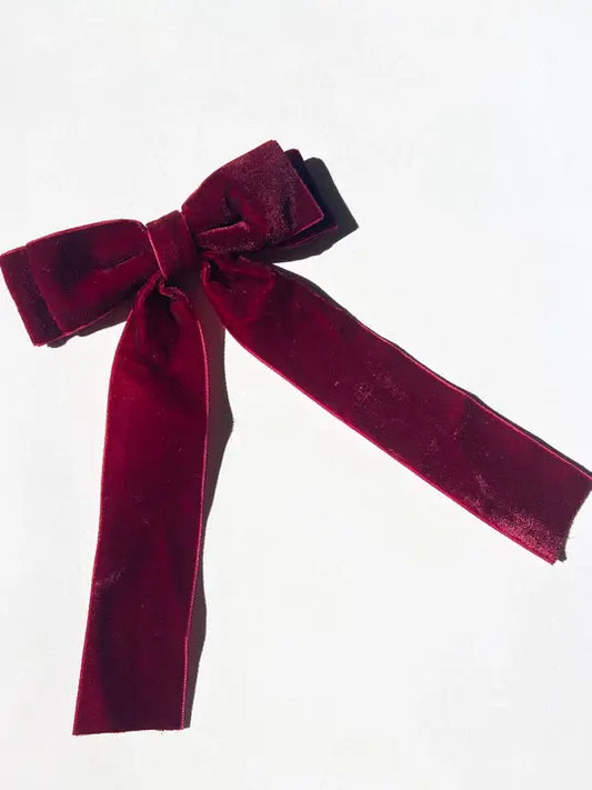 Perfect Velvet Bow Barette | Red