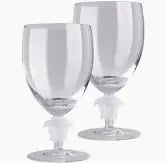 Versace Medusa Lumiere Water Goblet Glasses| S2 11.5in 16oz Clear Short Stem