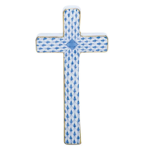 Herend Cross | 4.75in Fishnet Blue