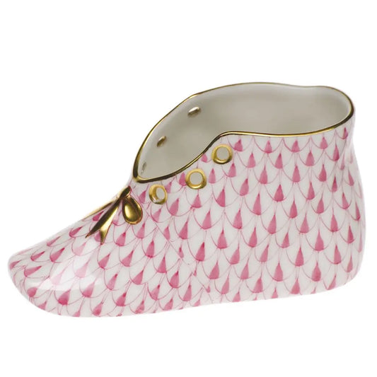 Herend Baby Shoe | 4.5in Fishscale Raspberry