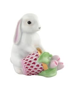 Herend Flowerpot Bunny | 2.75in Raspberry