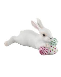 Herend Lying Bunny with Eggs | 4.25in Multi Color