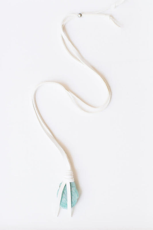 Virginia Leather Amazonite White Necklace 34"