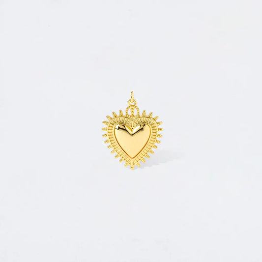 Gold Ray of Heart Charm Pendant