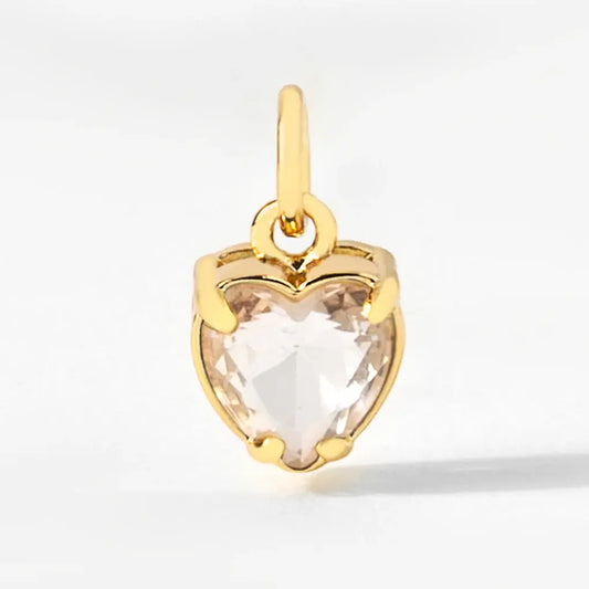 Heart Birthstone Charm Pendant | April Diamond
