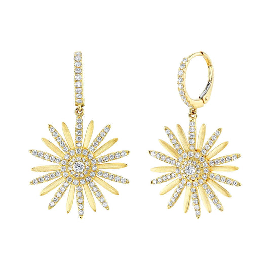 1.10Ct 14K YG Diamond Flower Earring