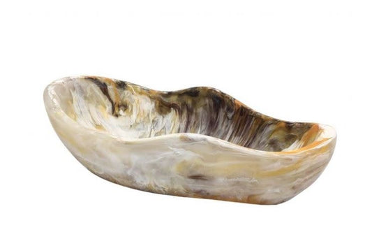 Oval Scallop Bowl | Mocha Swirl