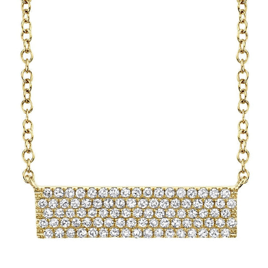 0.25Ct 14K YG Diamond Bar Pave Necklace