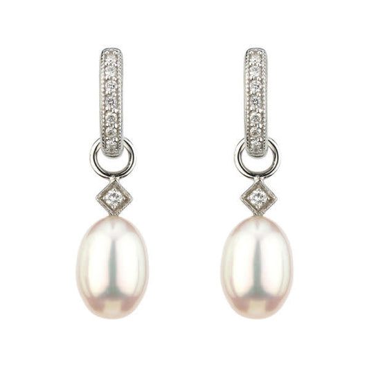 White Pearl Briolette Earring Charms | WG