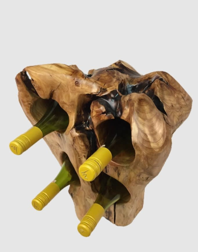 Wood Root Stump Wine Holder | 4 Bottle