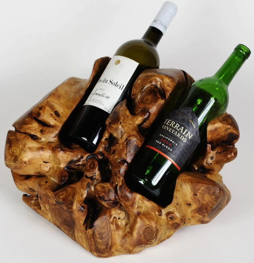Wood Root Stump Wine Holder | 2 Bottle