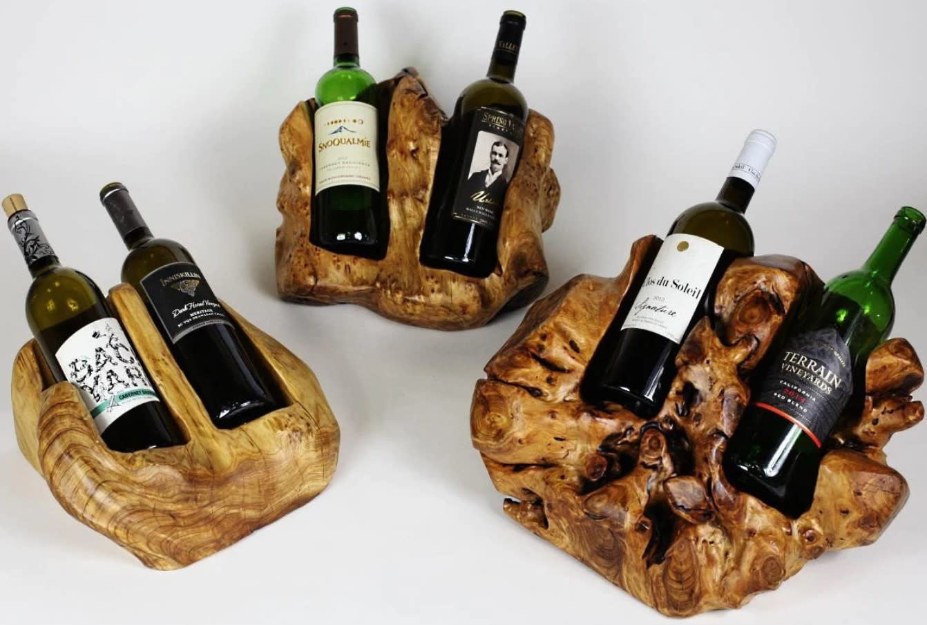 Wood Root Stump Wine Holder | 2 Bottle