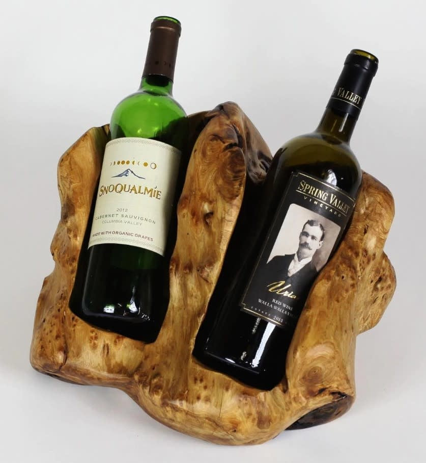 Wood Root Stump Wine Holder | 2 Bottle