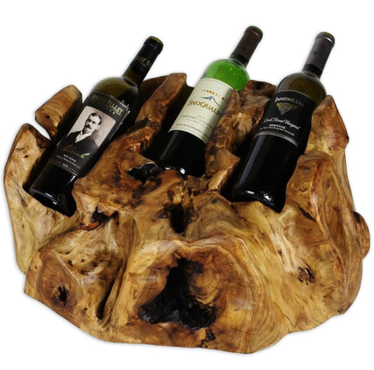 Wood Root Stump Wine Holder | 3 Bottle