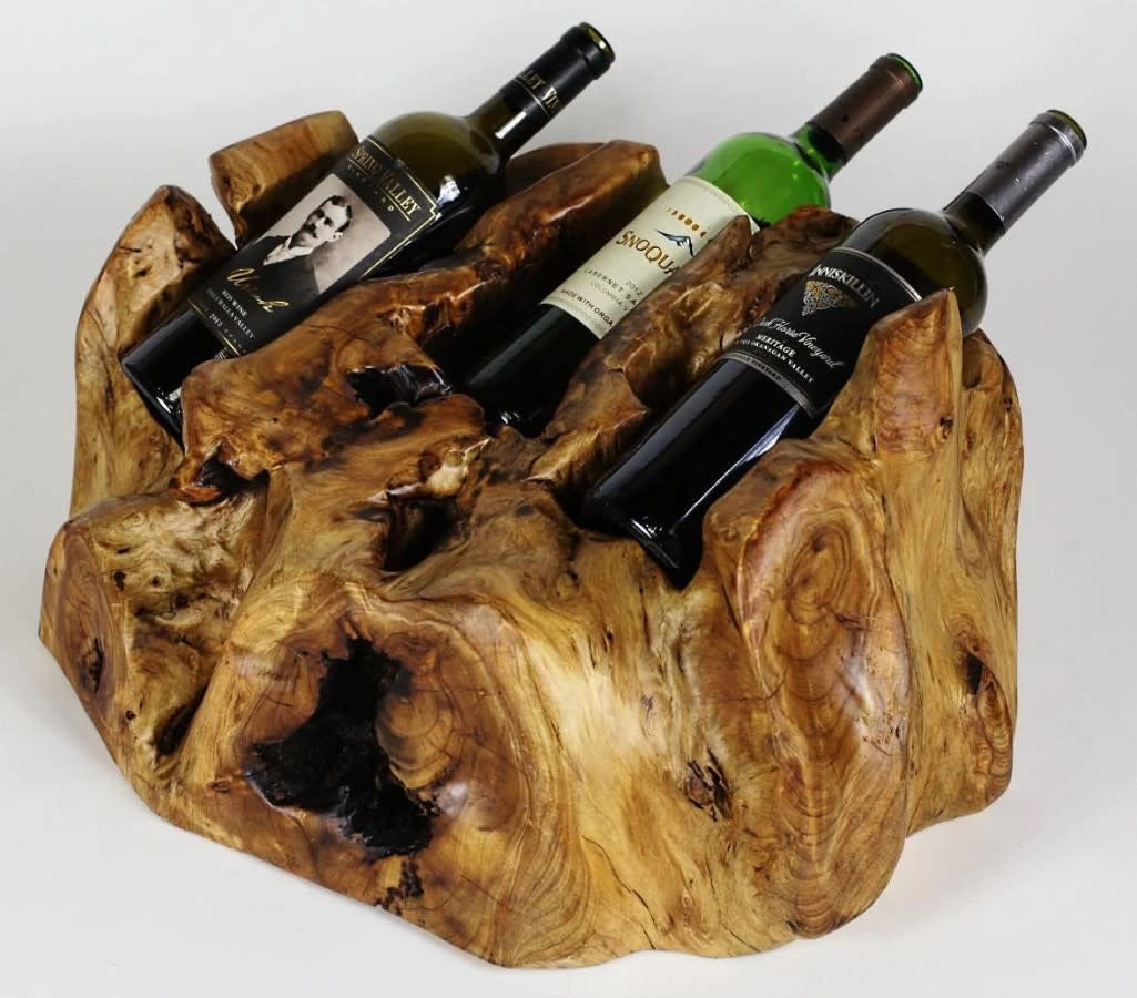 Wood Root Stump Wine Holder | 3 Bottle
