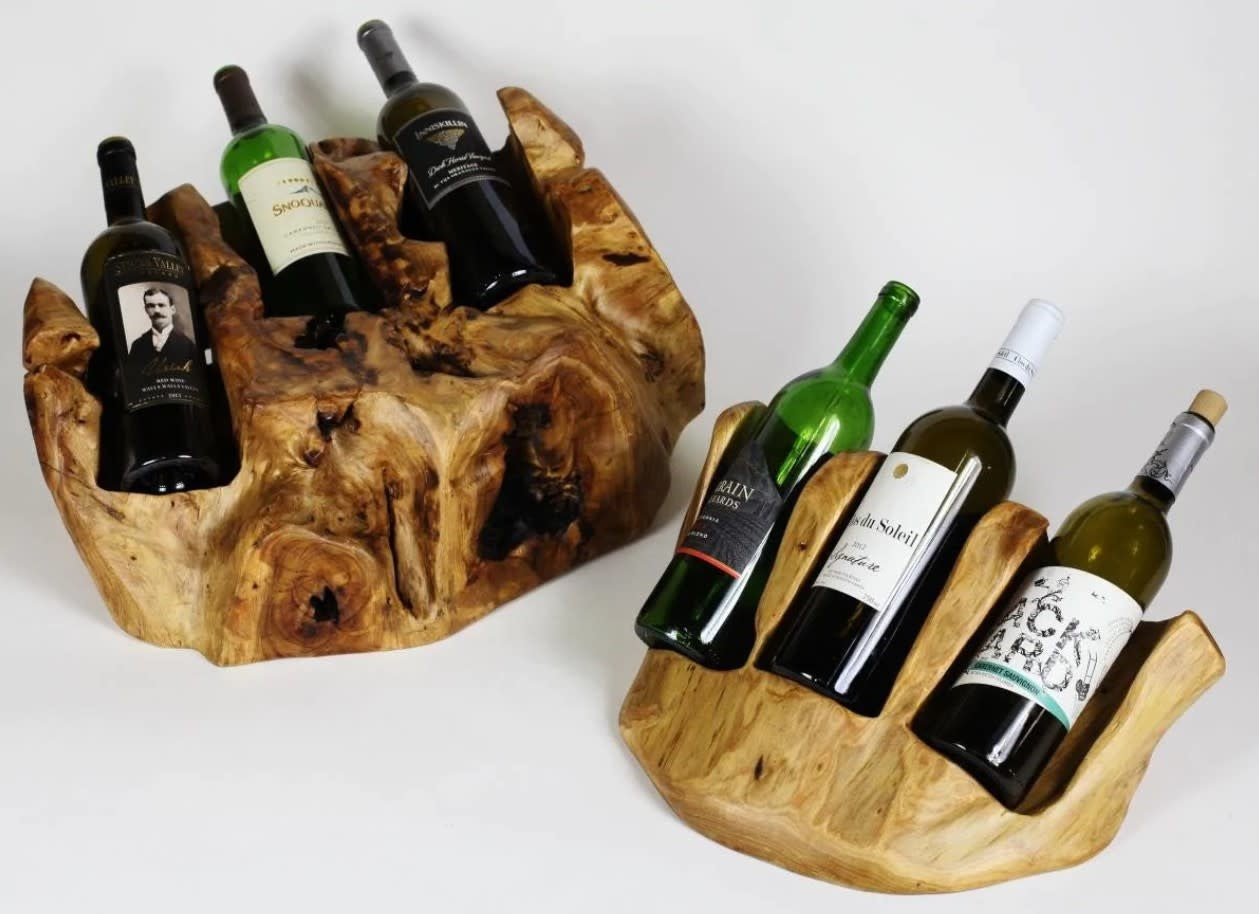 Wood Root Stump Wine Holder | 3 Bottle