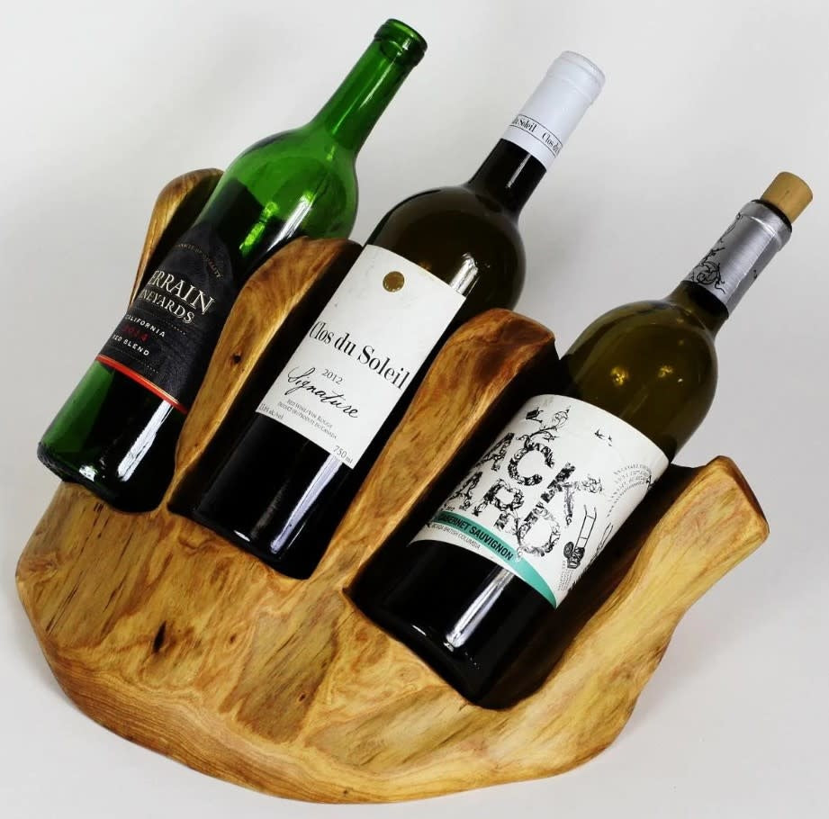 Wood Root Stump Wine Holder | 3 Bottle