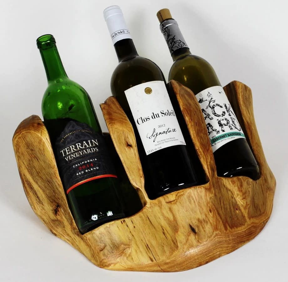 Wood Root Stump Wine Holder | 3 Bottle