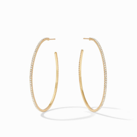 Windsor Gold Hoop Earrings | Crystal Extra Large 2in