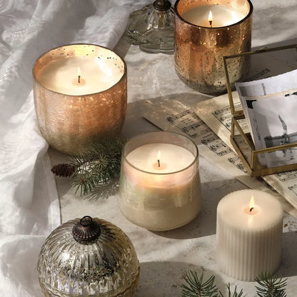 Winter White Crackle Glass Candle | 21.5oz