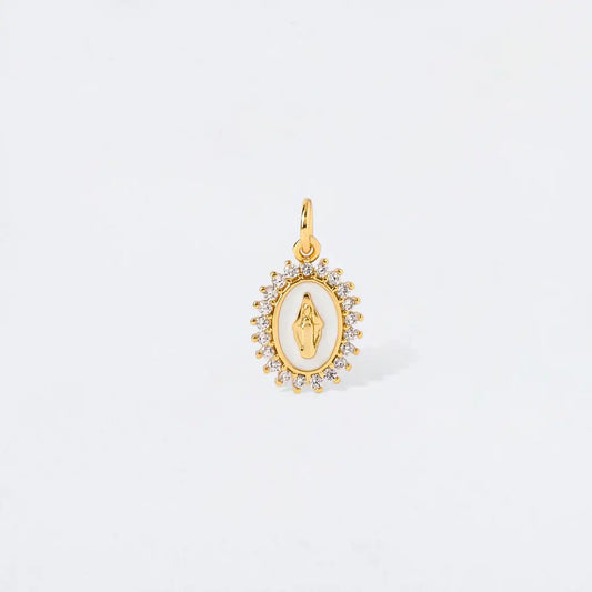 White Enamel Virgin Mary Charm Pendant