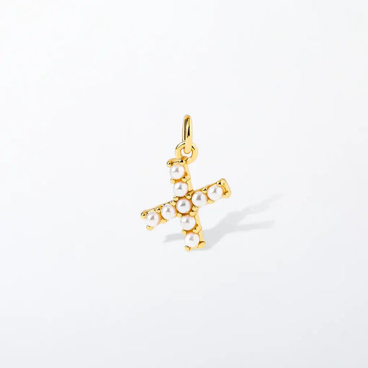 Pearl Initial Charm Pendant | X