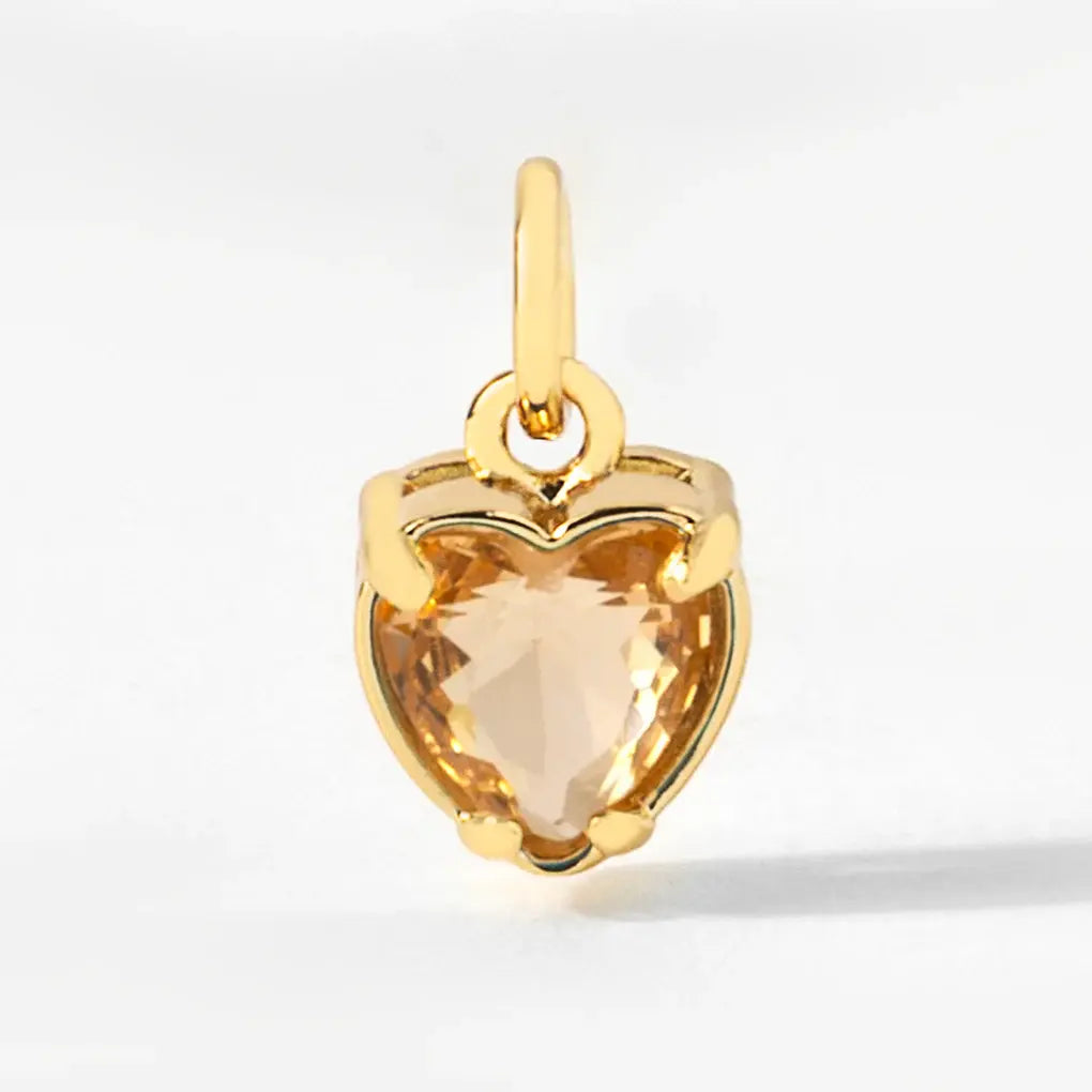 Heart Birthstone Charm Pendant | November Topaz