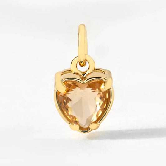 Heart Birthstone Charm Pendant | November Topaz