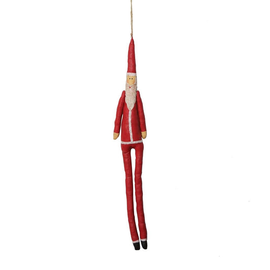 Hand Painted Canvas Santa Ornament 13"