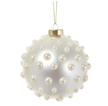 White Ornament w/ Large Pearls 4"