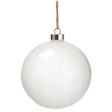 White Ornament with Lines 4.75"