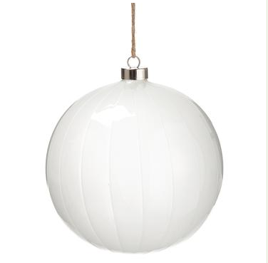 White Ornament with Lines | 6in