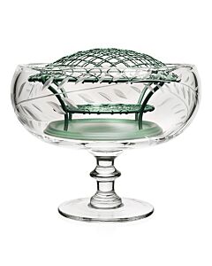 William Yeoward Crystal Country Jasmine Footed Rose Bowl + Wire Flower Frog Set | 8.5in
