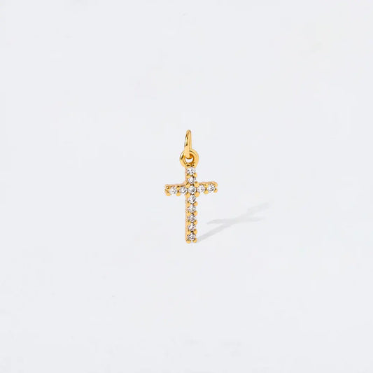 Pave Cross Medium Gold Cross Charm Pendant
