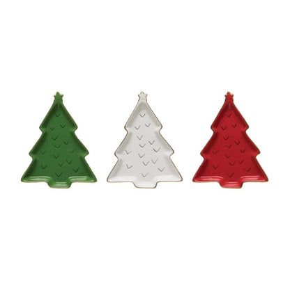 Christmas Tree Decorative Stoneware Tray | 7.25in