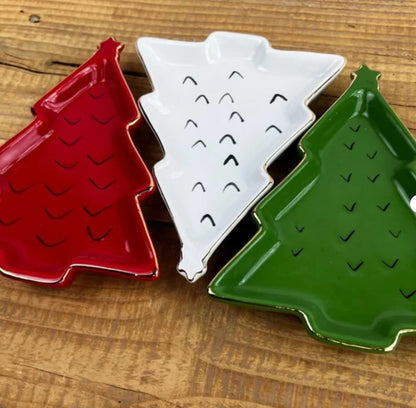 Christmas Tree Decorative Stoneware Tray | 7.25in