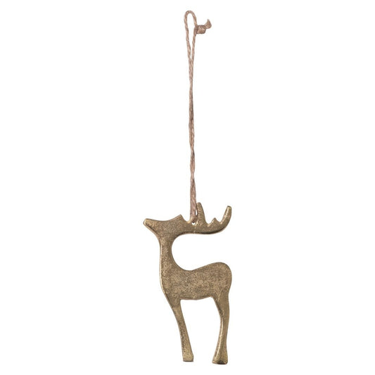 Metal Reindeer Ornament 4.5" Gold