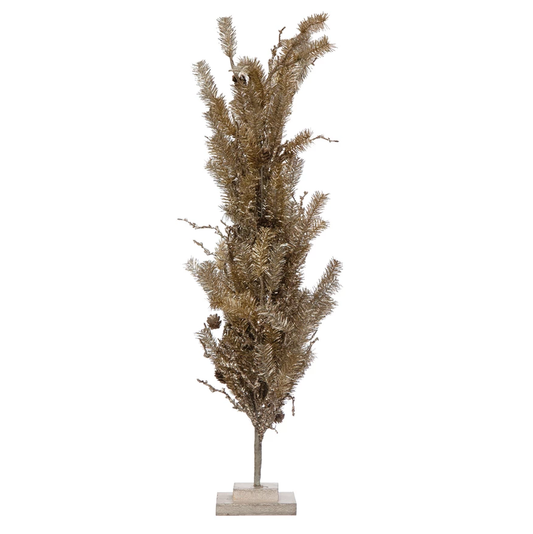 31" Pine Tree w/ Pinecones on Wood Base