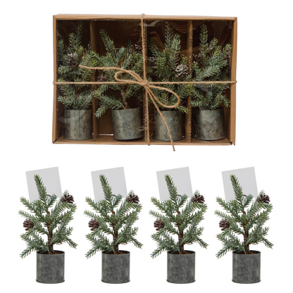 Faux Mini Pine Place Card Holder S/4