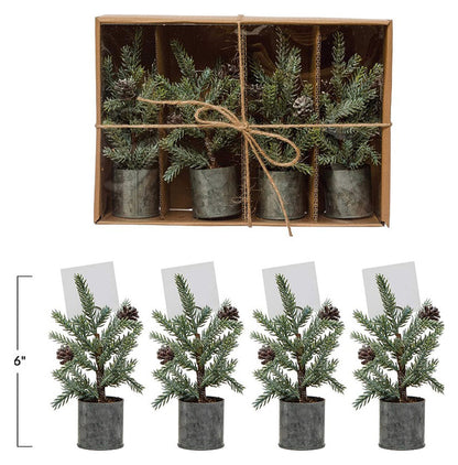 Faux Mini Pine Place Card Holder S/4