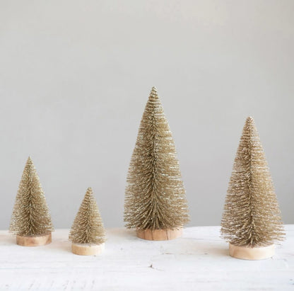 Gold Bottle Brush Tree S/4