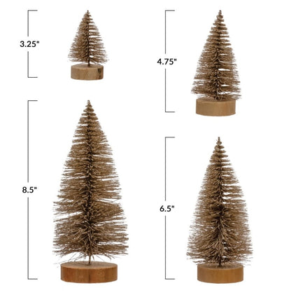 Gold Bottle Brush Tree S/4