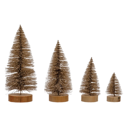 Gold Bottle Brush Tree S/4