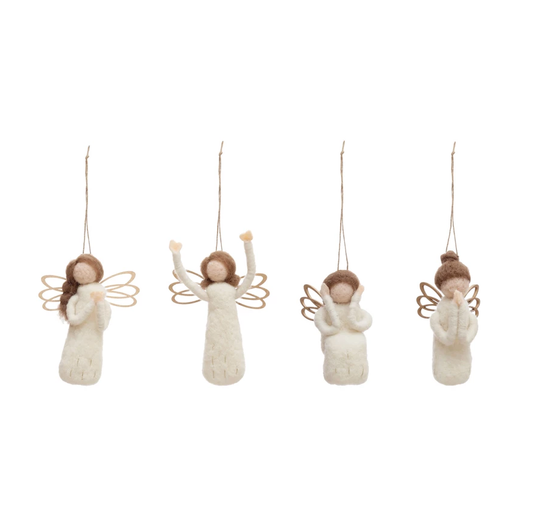 Wood Felt Angel Ornament Assorted