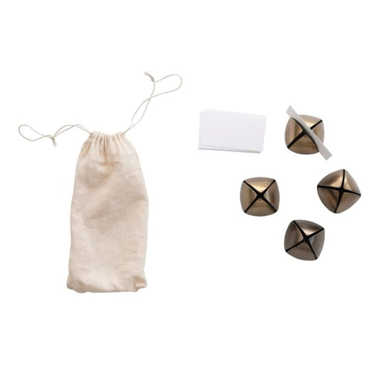 Jingle Bell Metallic Place Card Holder Set | Brass S/4
