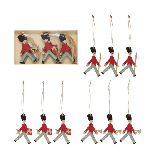 Wood Cut Soldier Ornament Set | 3in S/9