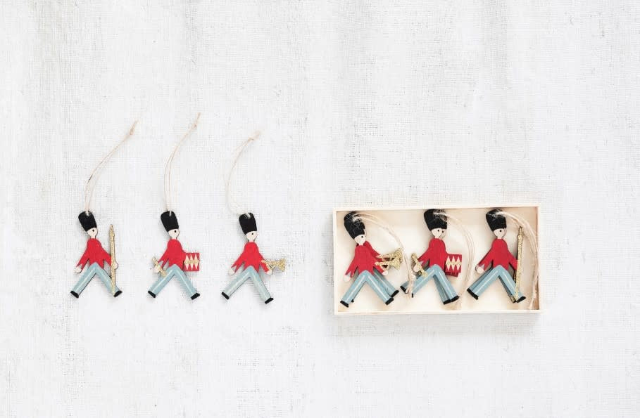 Wood Cut Soldier Ornament Set | 3in S/9